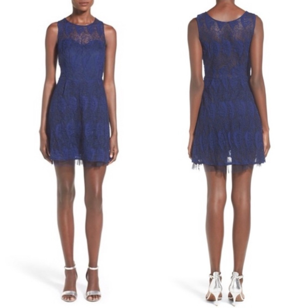 Frenchi Nordstrom’s Tulle and Lace Navy Black Illusion Dress